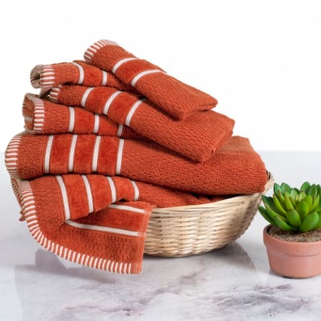 Hastings Home Combed Cotton 6-piece Set with 2 Bath Towels, 2 Hand Towels and 2 Washcloths, Brick Orange 344565CBZ